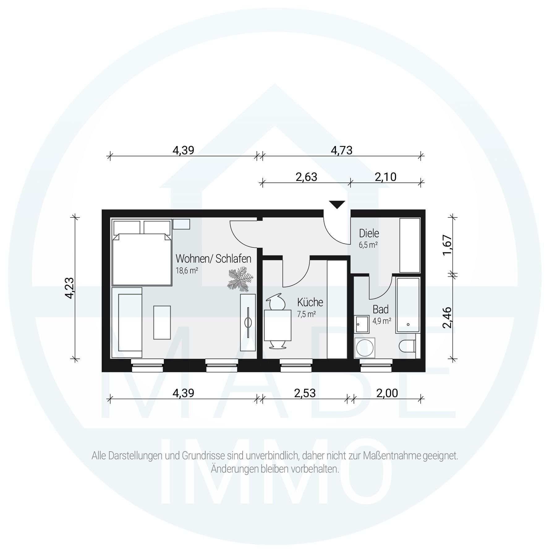 Wohnung zur Miete 160 € 1 Zimmer 38,2 m²<br/>Wohnfläche EG<br/>Geschoss Chemnitzer Str. 60 Grünhainichen Grünhainichen 09579