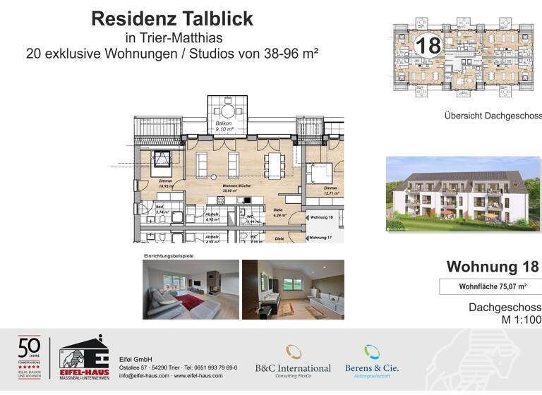 Wohnung zum Kauf provisionsfrei 359.210 € 2 Zimmer 75,1 m² Pellingerstraße 95 Weismark-Feyen Trier 54296