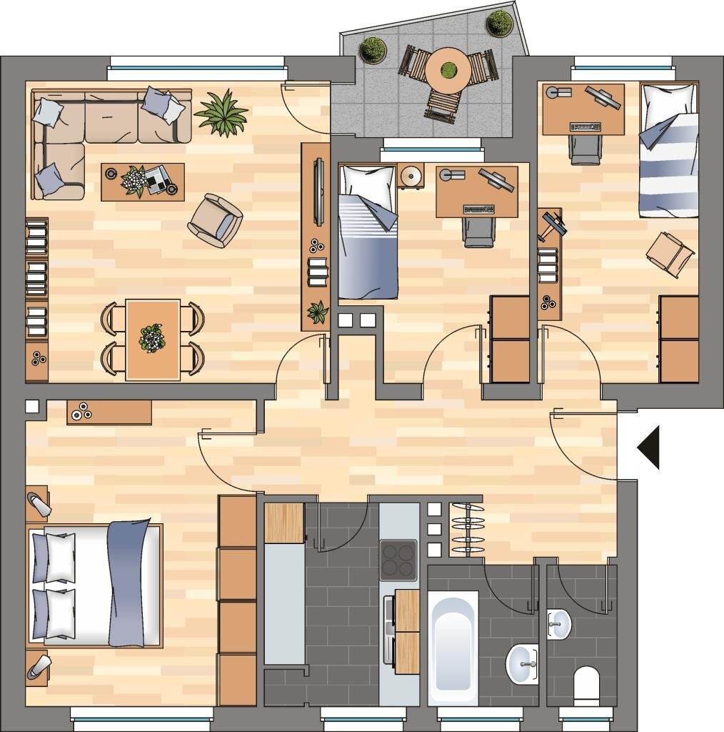 Wohnung zur Miete 479 € 4 Zimmer 76,3 m²<br/>Wohnfläche 1.<br/>Geschoss Schulstraße 23 Sandhorst Aurich 26603