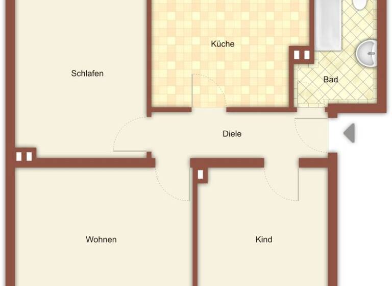 Wohnung zur Miete 620 € 3 Zimmer 64,1 m² 1. Geschoss frei ab 20.04.2026 Weichselstraße 32 Hermges Mönchengladbach 41065