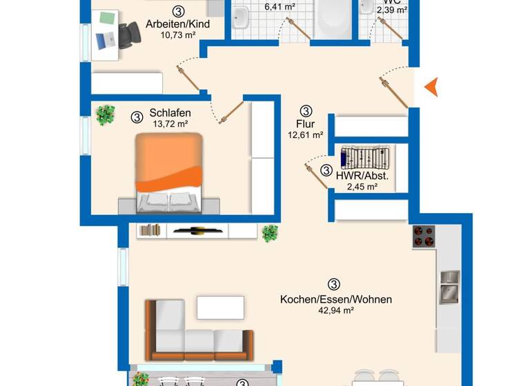 Wohnung zum Kauf provisionsfrei 499.200 € 3 Zimmer 96 m²<br/>Wohnfläche Dietmannsried Dietmannsried 87463