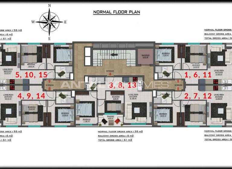 Studio zum Kauf 206.000 € 3 Zimmer 61 m² EG Antalya 07400