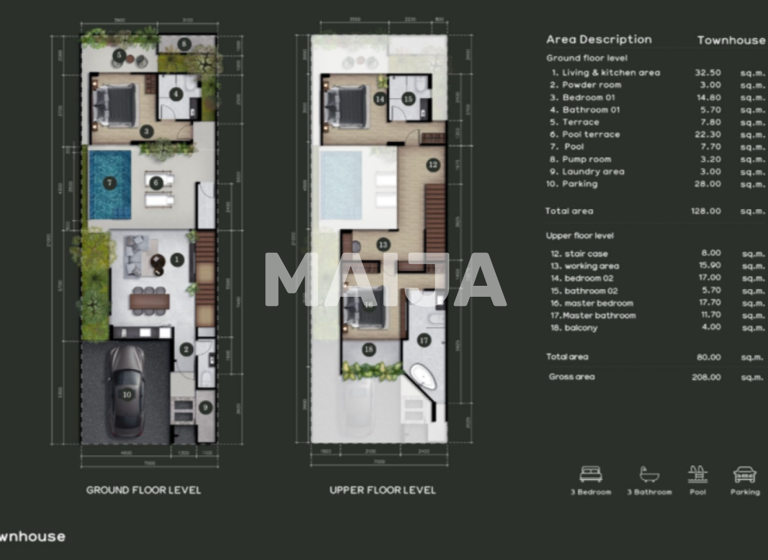 Reihenmittelhaus zum Kauf 263.162 € 3 Zimmer 150 m² 143 m² Grundstück 282H+PG2 Si Sunthon, Thalang District Thalang 83110