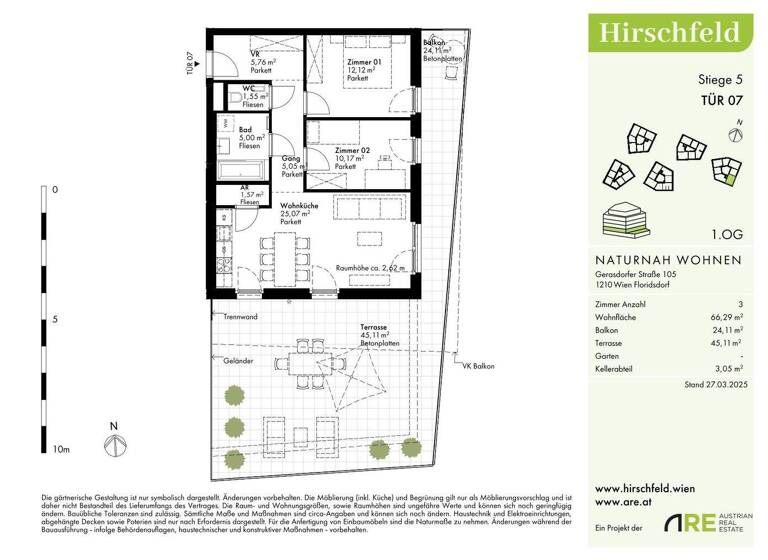 Wohnung zum Kauf - Erstbezug provisionsfrei 460.000 € 3 Zimmer 66,3 m² 1. Geschoss Wien 1210