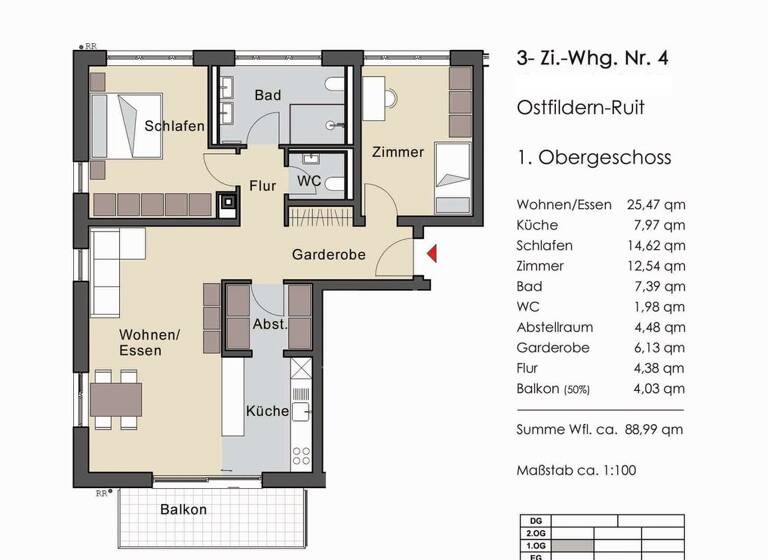 Wohnung zum Kauf provisionsfrei 627.000 € 3 Zimmer 89 m² Ruit Ostfildern 73760