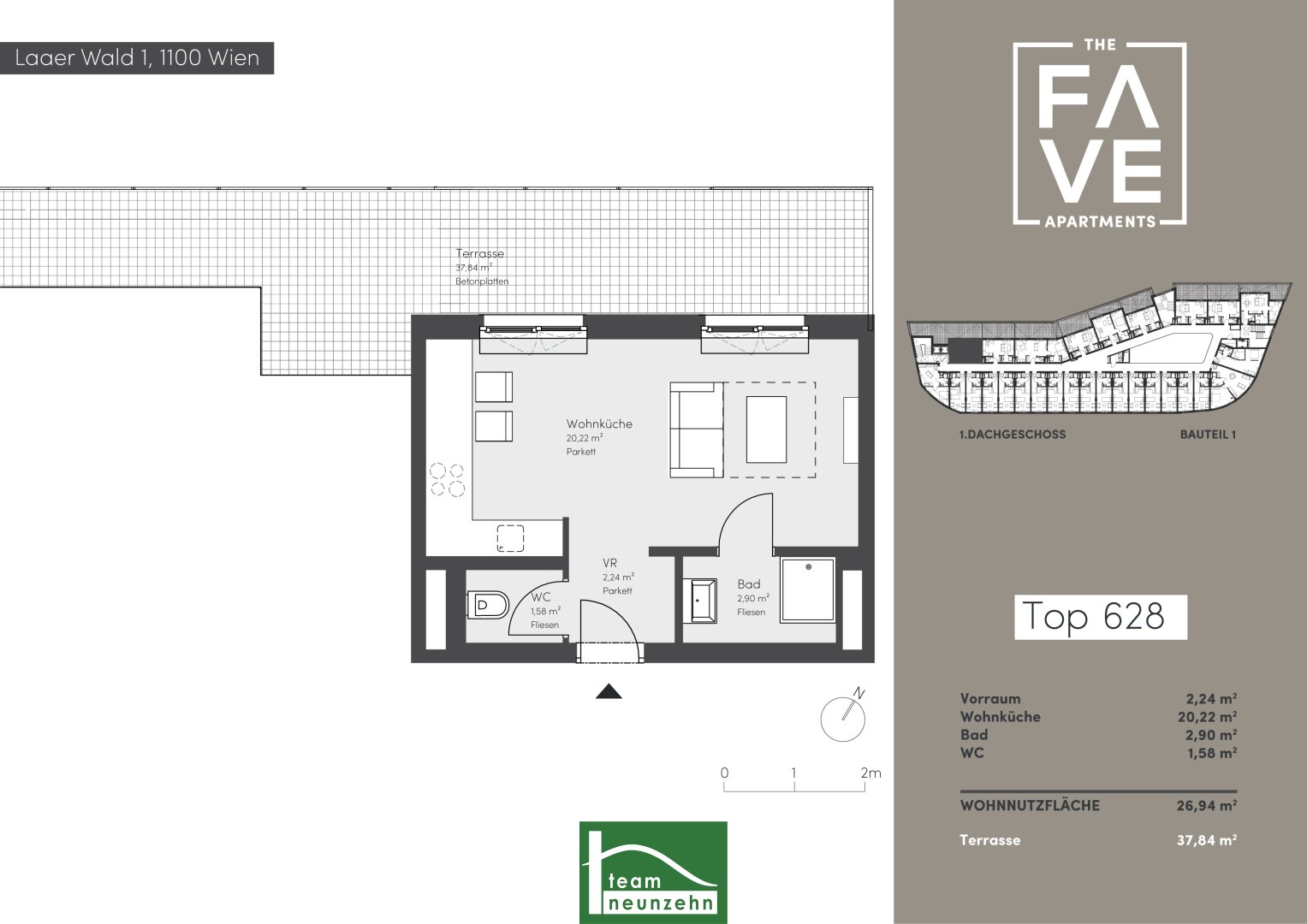 Wohnung zur Miete 862 € 1 Zimmer 26 m²<br/>Wohnfläche 6.<br/>Geschoss Laaer Wald 1 Wien 1100