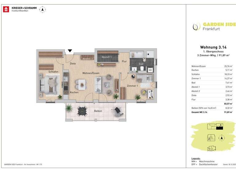 Wohnung zum Kauf - Erstbezug 778.900 € 3 Zimmer 91,9 m² 1. Geschoss Offenbacher Landstraße 445 Oberrad Frankfurt am Main 60599