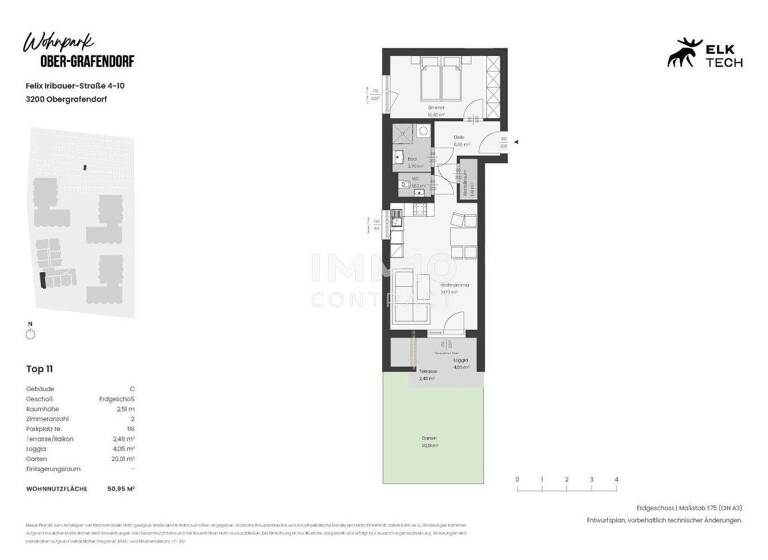 Wohnung zur Miete - Erstbezug 622 € 2 Zimmer 51 m² EG Ober-Grafendorf 3200