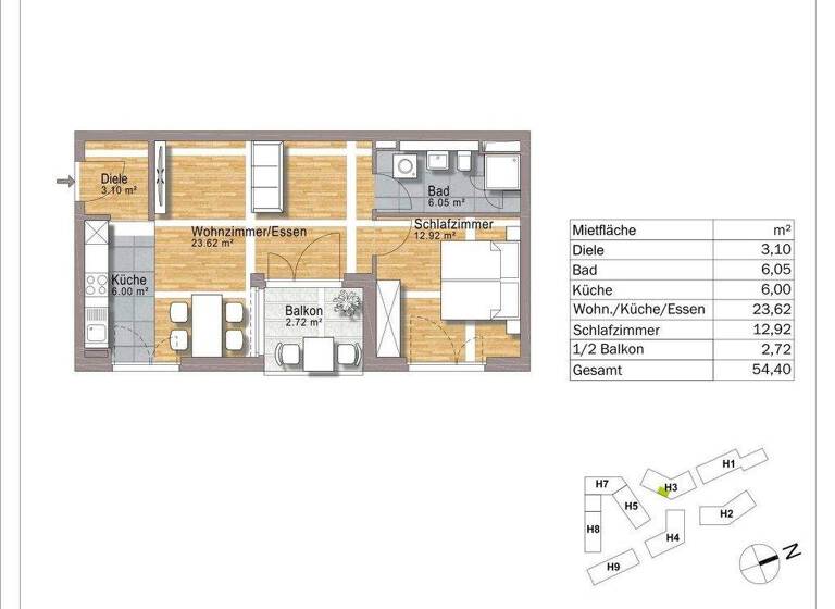 Wohnung zur Miete 900 € 2 Zimmer 54,4 m² 3. Geschoss frei ab 01.03.2026 Mühlgasse 7 Schorndorf 73614