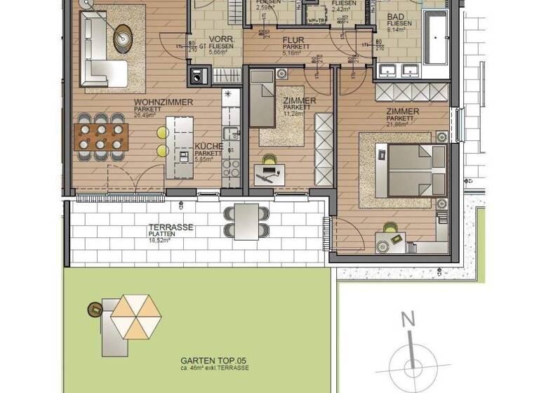 Wohnung zur Miete 1.601 € 3 Zimmer 90 m² EG Maria Enzersdorf 2344