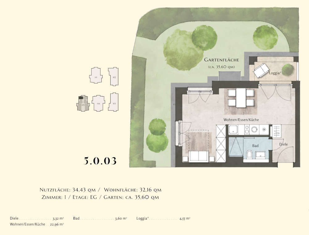 Wohnung zum Kauf 298.000 € 1 Zimmer 31 m²<br/>Wohnfläche 3.<br/>Geschoss Bornstedt Potsdam 14469