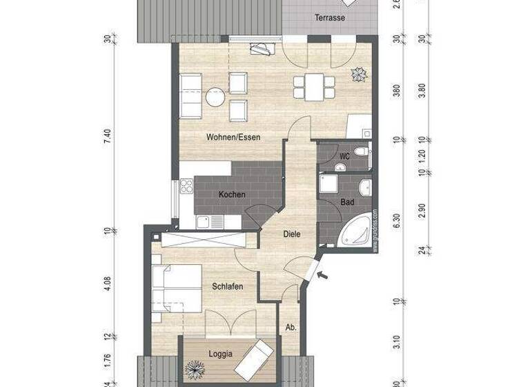 Wohnung zum Kauf 390.000 € 2 Zimmer 84 m² 1. Geschoss Bredeney Essen 45133