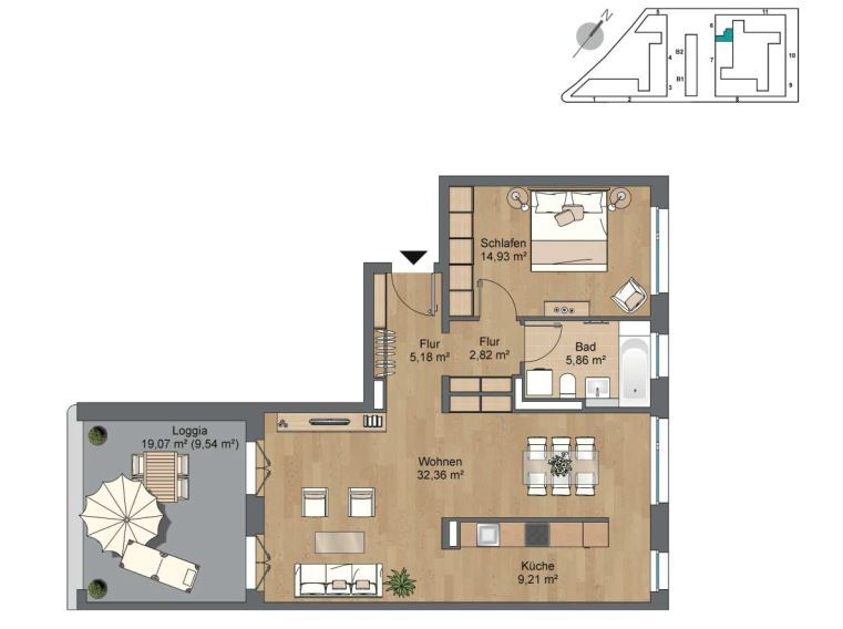 Wohnung zur Miete 1.205 € 2 Zimmer 79,9 m²<br/>Wohnfläche 3.<br/>Geschoss 01.04.2025<br/>Verfügbarkeit Franklin-D.-Roosevelt-Straße 17 Kaefertal - Nordost Mannheim 68309