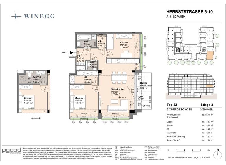 Wohnung zum Kauf - Erstbezug 504.300 € 3 Zimmer 79,4 m² 2. Geschoss Herbststraße 6-10 Wien 1160