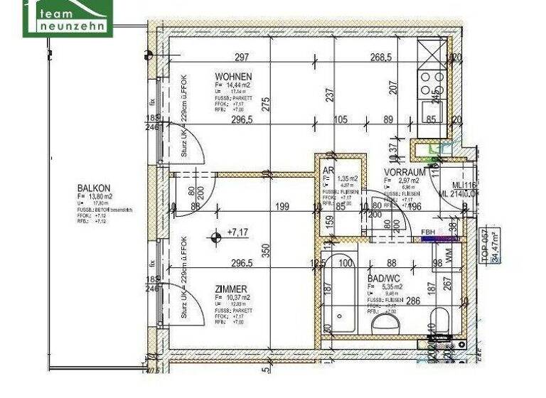 Wohnung zur Miete 391 € 2 Zimmer 34,5 m² 2. Geschoss frei ab 01.03.2026 Brauquartier 15-17 Puntigam Graz 8055