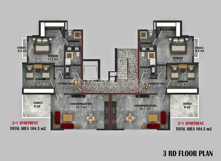 Studio zum Kauf 475.000 € 3 Zimmer 165 m² EG Antalya 07450