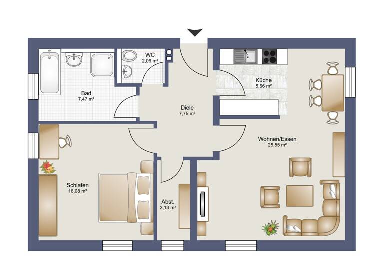 Wohnung zur Miete 540 € 2 Zimmer 67 m² Thalmassing 93107