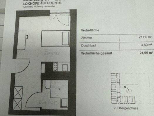 Wohnung zur Miete 580 € 1 Zimmer 24,7 m² Geschoss 2/5 frei ab sofort Innenstadt Rosenheim 83022