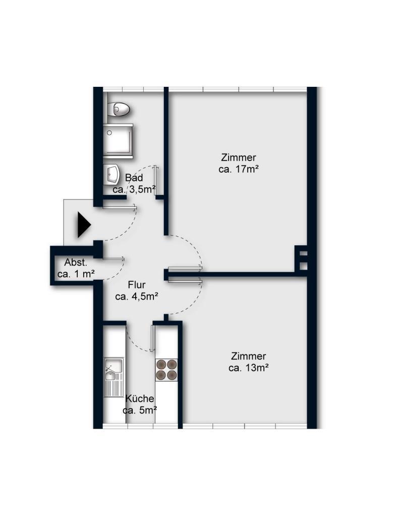 Wohnung zum Kauf 309.000 € 2 Zimmer 44,5 m²<br/>Wohnfläche 4.<br/>Geschoss Eilbek Hamburg 22089