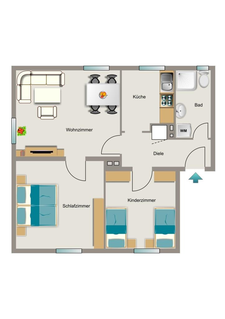 Wohnung zur Miete 437 € 3,5 Zimmer 51,9 m²<br/>Wohnfläche 1.<br/>Geschoss Horstweg 6 Möllen Voerde 46562