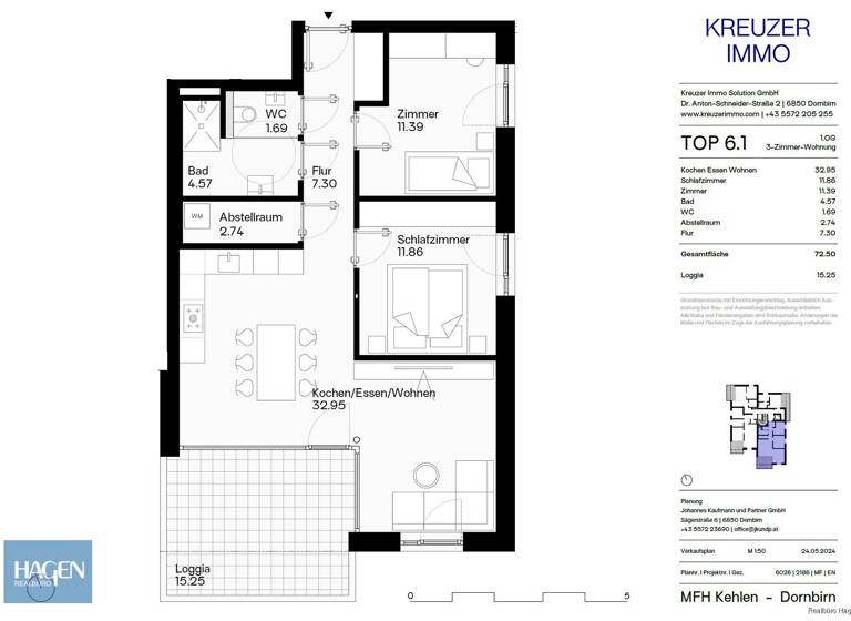 Wohnung zum Kauf 534.000 € 3 Zimmer 72,5 m² 1. Geschoss Dornbirn 6850