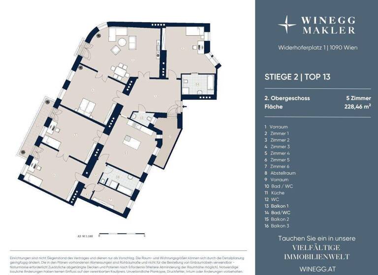 Wohnung zum Kauf 2.490.000 € 5 Zimmer 228,5 m² 4. Geschoss Widerhoferplatz 1 Wien 1090