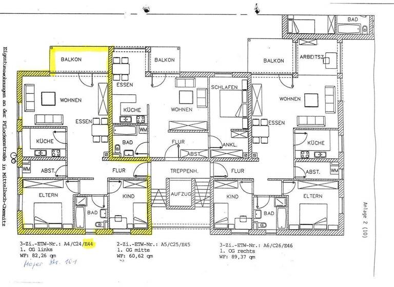 Wohnung zum Kauf 105.000 € 3 Zimmer 82,3 m² 2. Geschoss Hofer Straße 101 Mittelbach Chemnitz 09224
