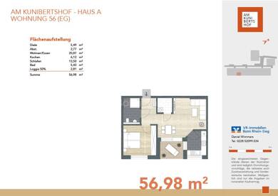 Wohnung zum Kauf - Neubau provisionsfrei 279.000 € 2 Zimmer 57 m² EG Witterschlick Alfter, Witterschlick 53347
