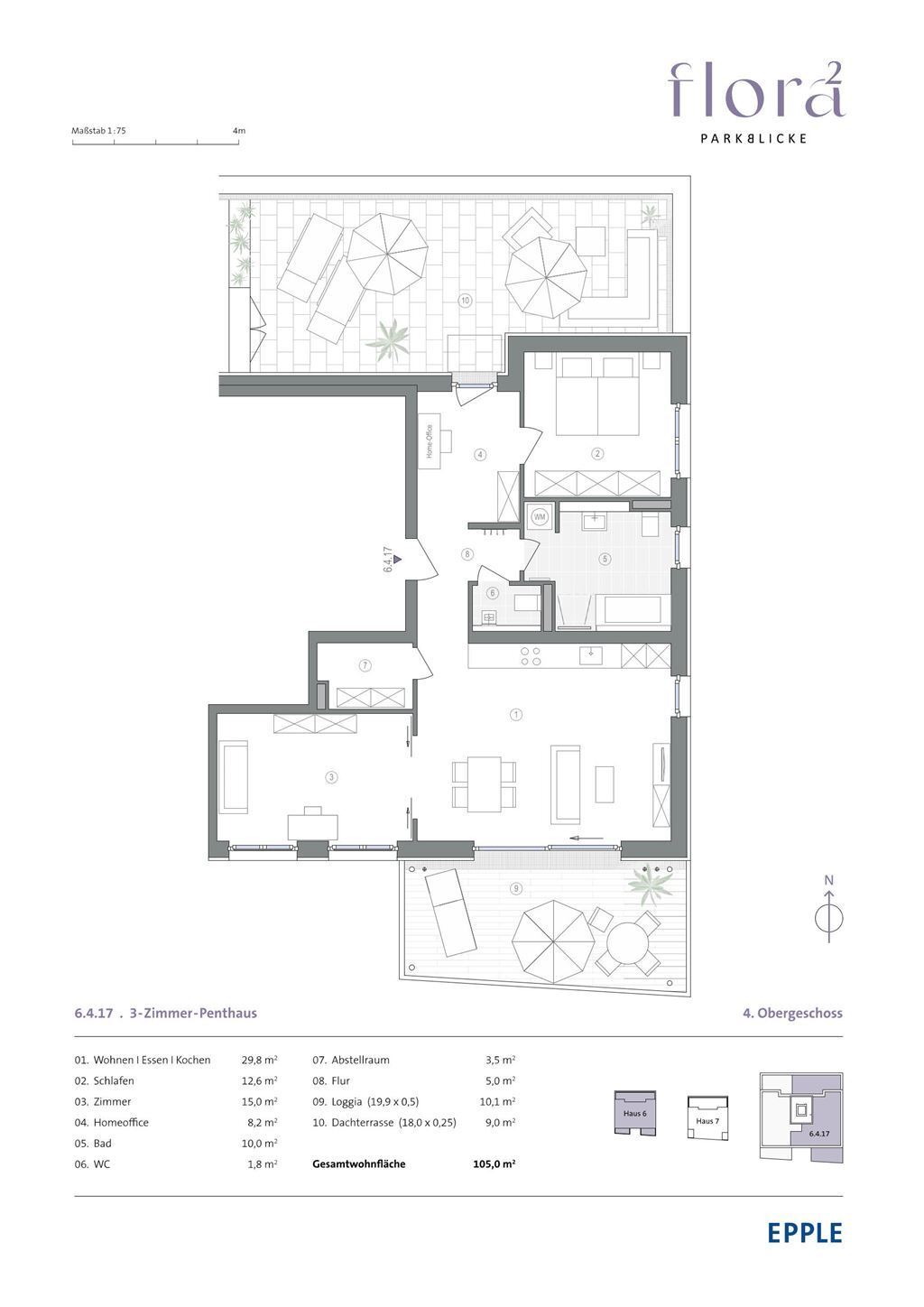 Penthouse zum Kauf provisionsfrei 899.900 € 3 Zimmer 105 m²<br/>Wohnfläche 4.<br/>Geschoss Feudenheim - Nord Mannheim 68309