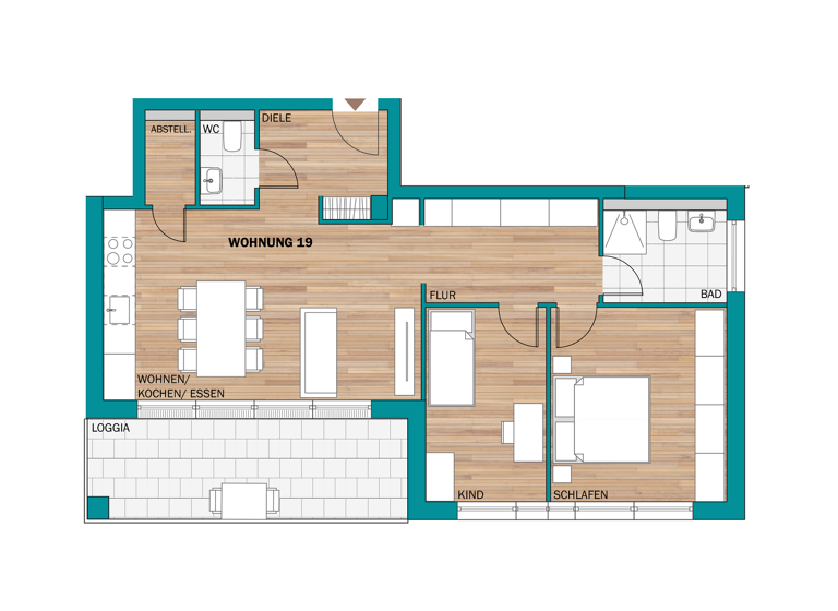 Wohnung zum Kauf provisionsfrei 459.700 € 3 Zimmer 78,6 m² 2. Geschoss frei ab 31.12.2027 Rüsselsheimer Straße 39-41 Waldhof Mannheim 68305