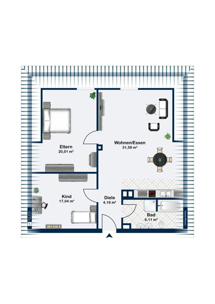 Wohnung zum Kauf 259.000 € 3 Zimmer 77,1 m²<br/>Wohnfläche Stadt Ansbach 91522