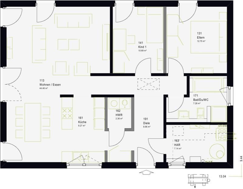 Bungalow zum Kauf provisionsfrei 383.509 € 3 Zimmer 101 m²<br/>Wohnfläche 490 m²<br/>Grundstück Herford-Stadt Herford 32051