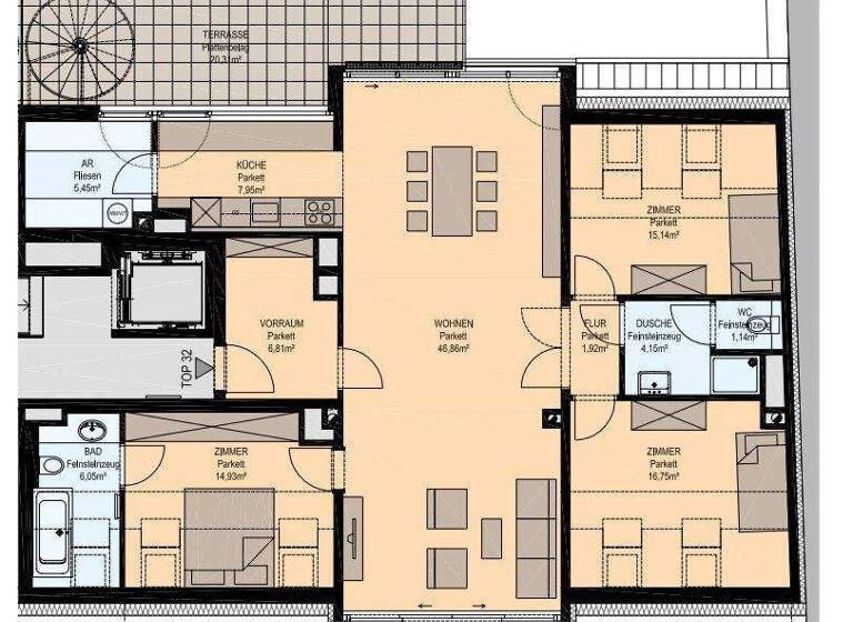 Wohnung zur Miete 2.798 € 4 Zimmer 127,2 m² frei ab 01.03.2026 Wien 1090