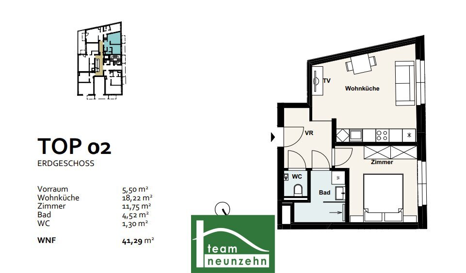 Wohnung zum Kauf 219.248 € 2 Zimmer 41,9 m²<br/>Wohnfläche EG<br/>Geschoss Baumergasse 2a Wien 1210