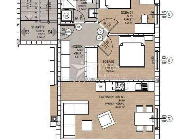 Wohnung zum Kauf 195.000 € 3 Zimmer 67 m² 1. Geschoss Kosi, Viskovo Viskovo