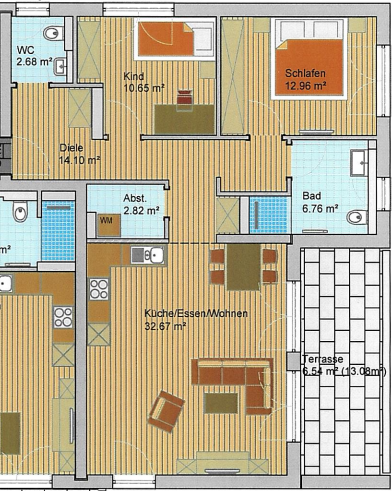 Wohnung zur Miete 1.160 € 3 Zimmer 89,2 m²<br/>Wohnfläche 1.<br/>Geschoss ab sofort<br/>Verfügbarkeit Wullenstetten Senden 89250