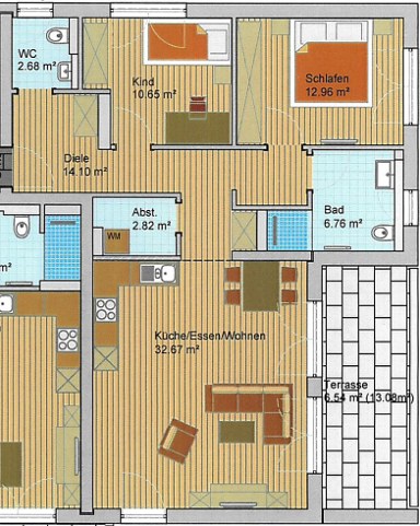 Wohnung zur Miete 1.160 € 3 Zimmer 89,2 m² 1. Geschoss frei ab sofort Wullenstetten Senden 89250