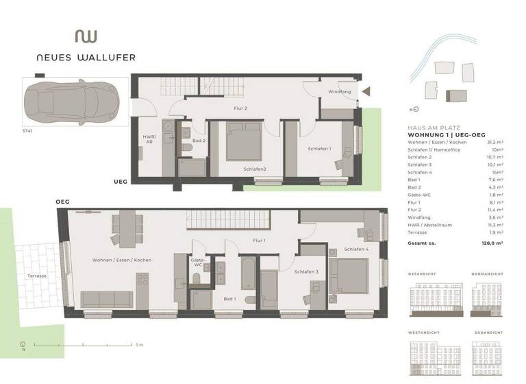Maisonette zur Miete 2.250 € 5 Zimmer 128 m² EG frei ab sofort Moislinger Allee 9k St. Lorenz Süd Lübeck 23558