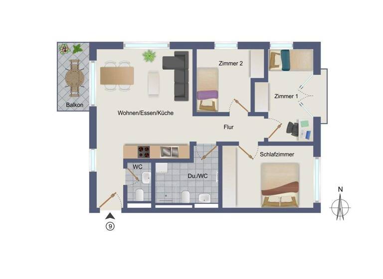 Wohnung zum Kauf - Erstbezug provisionsfrei 431.900 € 4 Zimmer 65,5 m² frei ab 31.07.2027 Bogenstraße 12 Asperg 71679