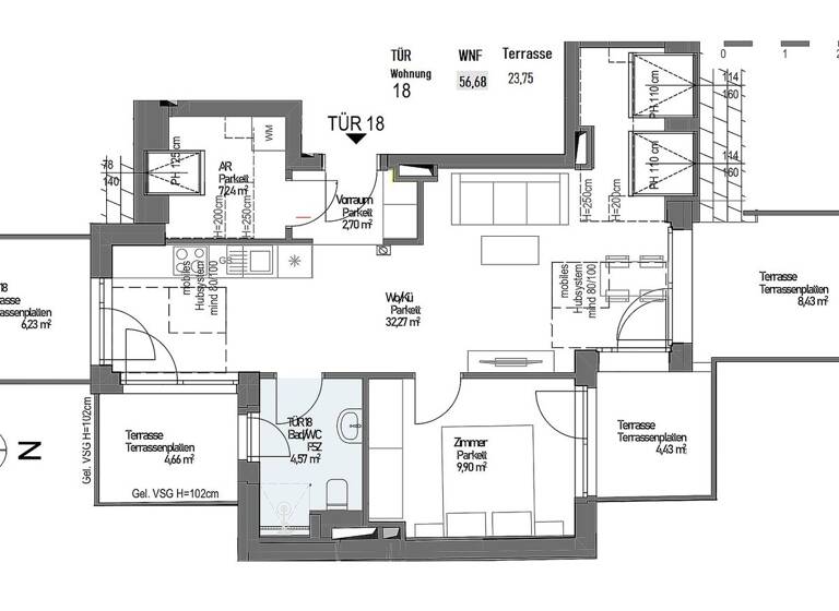 Wohnung zum Kauf - Erstbezug 349.000 € 2 Zimmer 57 m² 4. Geschoss frei ab 01.03.2026 Wien 1220