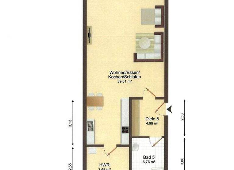 Studio zur Miete - Erstbezug 755 € 1 Zimmer 58,2 m² EG frei ab sofort Buer Melle 49328