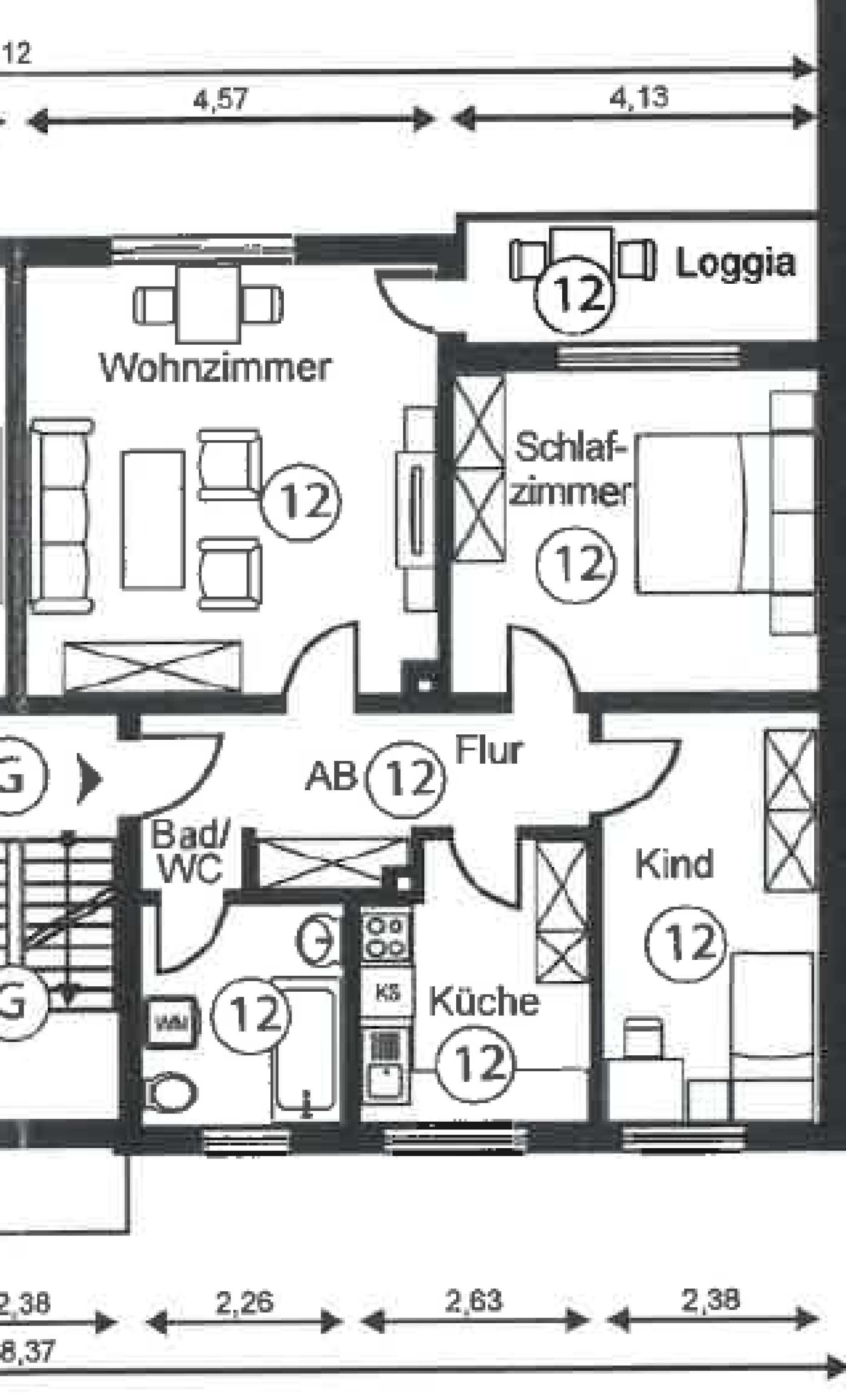 Wohnung zur Miete 525 € 3 Zimmer 69,6 m²<br/>Wohnfläche 2.<br/>Geschoss Wilhelm-Leuschner-Straße 3 Alsfeld Alsfeld 36304