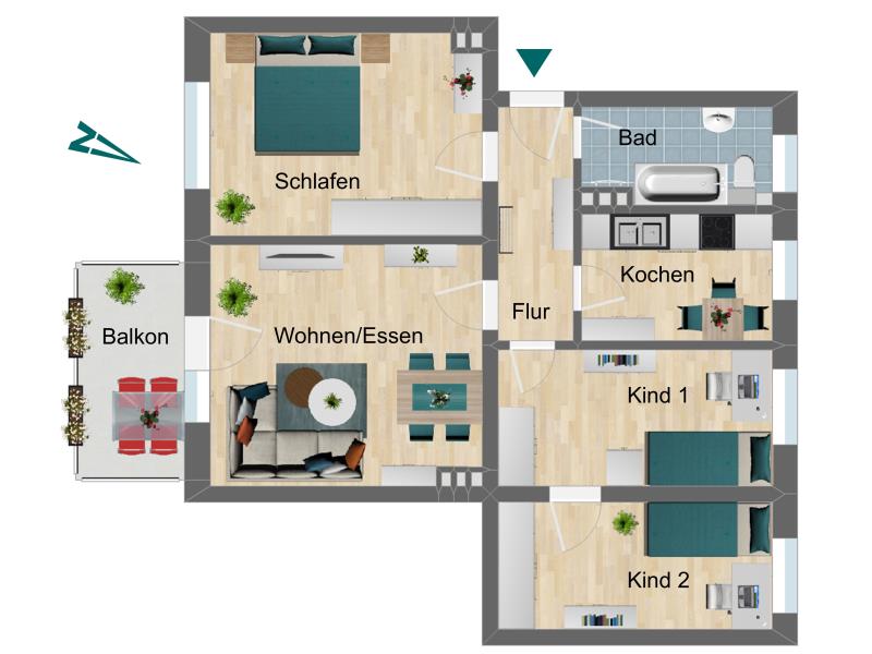 Wohnung zur Miete 460 € 4 Zimmer 70,7 m²<br/>Wohnfläche 2.<br/>Geschoss Karl-Marx-Straße 31 Pößneck,Stadt Pößneck 07381