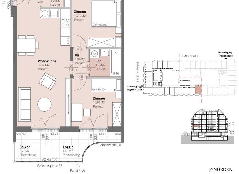 Wohnung zum Kauf - Erstbezug 448.400 € 3 Zimmer 63,3 m² 3. Geschoss frei ab 30.06.2028 Engerthstraße 111 Wien 1200