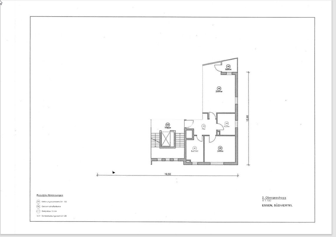 Wohnung zum Kauf 214.999 € 2 Zimmer 68,1 m²<br/>Wohnfläche 2.<br/>Geschoss Südviertel Essen 45128