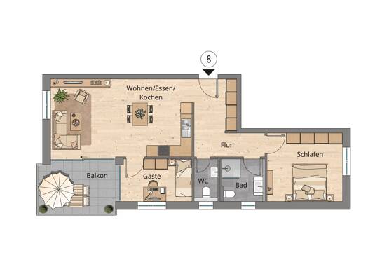Wohnung zum Kauf - Neubau provisionsfrei 336.900 € 3 Zimmer 78 m² 2. Geschoss Rothenburger Str. 23 Creglingen 97993