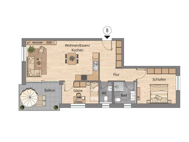 Wohnung zum Kauf - Neubau provisionsfrei 336.900 € 3 Zimmer 78 m² 2. Geschoss Rothenburger Str. 23 Creglingen 97993