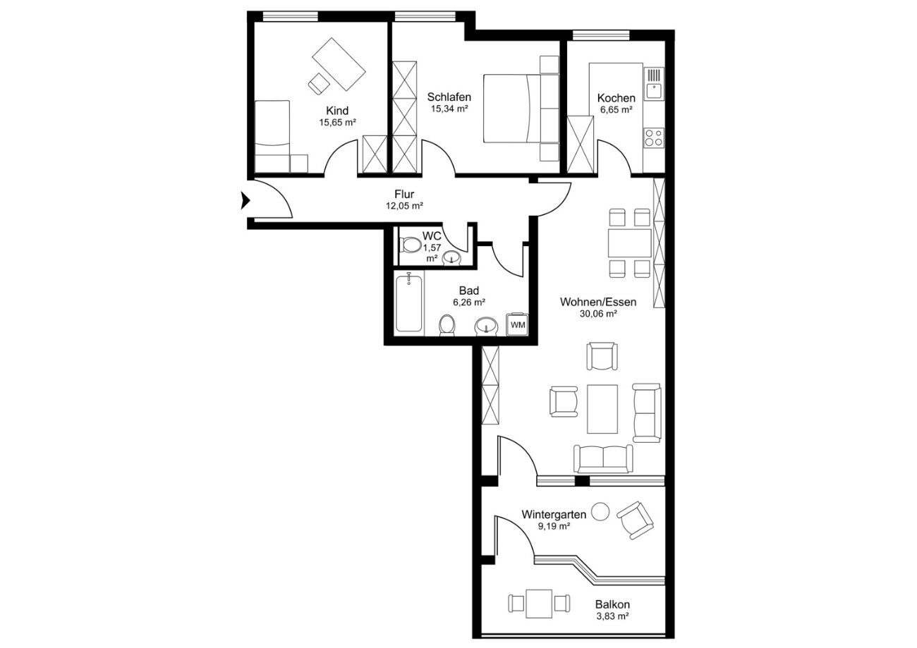 Wohnung zum Kauf 219.000 € 3 Zimmer 100 m²<br/>Wohnfläche 1.<br/>Geschoss Ochshausen Lohfelden 34253