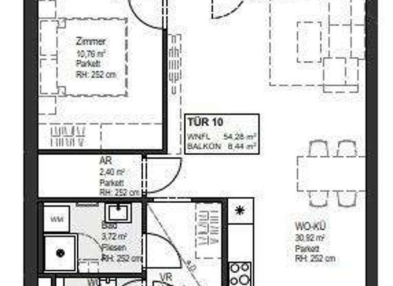 Wohnung zur Miete - Erstbezug 905 € 2 Zimmer 54,3 m² 1. Geschoss Wien 1150