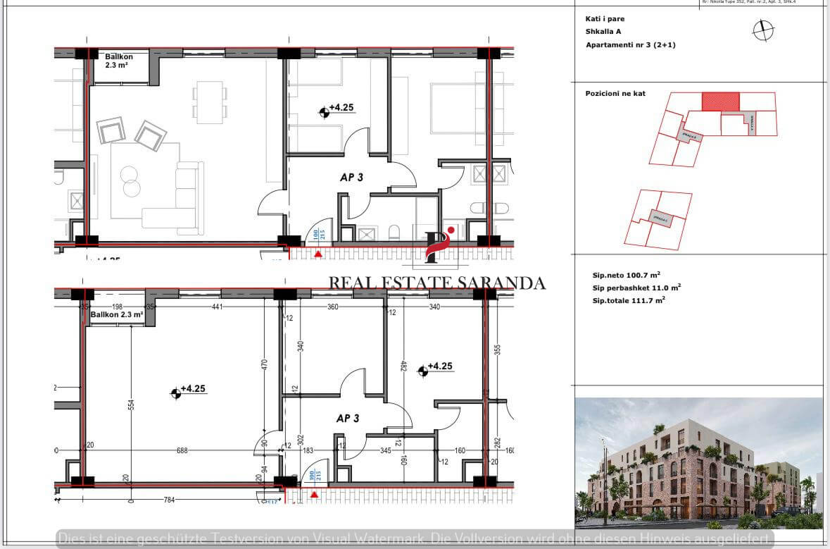 Wohnung zum Kauf 2 Zimmer 111,7 m²<br/>Wohnfläche 1.<br/>Geschoss Saranda 9701